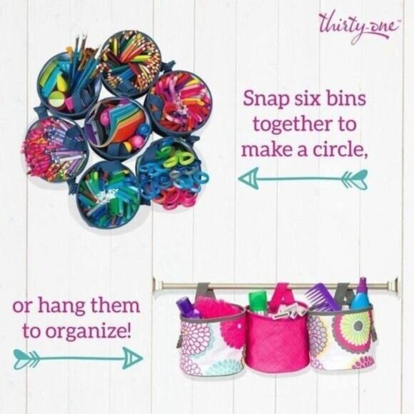 31 thirty one gifts oh snap bin Navy Cross Pop New with Tags Clean smoke - Picture 4 of 10